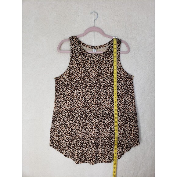 Old Navy Women Top Large Brown Cheetah Print Rayon Blend Sleeveless Tank Shirt - Picture 6 of 16